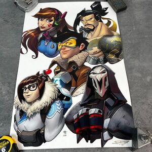 Overwatch Signed 11x17 Art Print DVa Hanzo Tracer Mei Reaper Poster